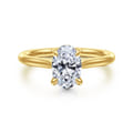 Bena - 14K Yellow Gold Oval Solitaire Diamond Engagement Ring
