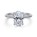 Bena - 14K White Gold Oval Solitaire Diamond Engagement Ring