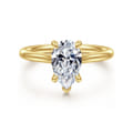 Bena - 14K Yellow Gold Pear Shape Solitaire Diamond Engagement Ring