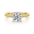 Bena - 14K Yellow Gold Round Solitaire Diamond Engagement Ring