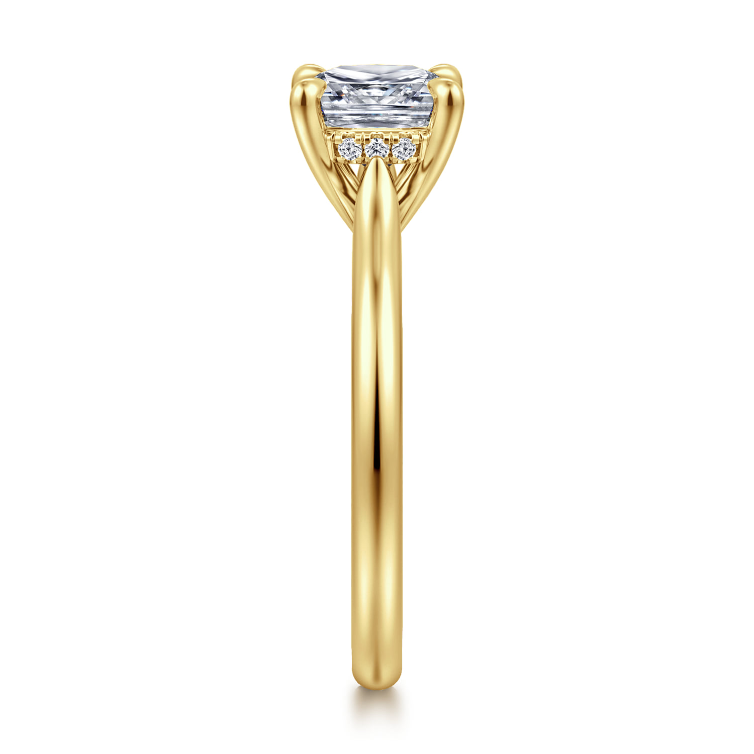 Cushion Solitaire Diamond Engagement Ring in 14K Yellow Gold, photograph 4
