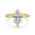 Badia - 14K Yellow Gold Marquise Shape Solitaire Diamond Engagement Ring