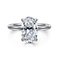 Badia - 14K White Gold Oval Solitaire Diamond Engagement Ring
