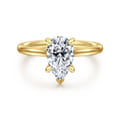 Badia - 14K Yellow Gold Pear Shape Solitaire Diamond Engagement Ring