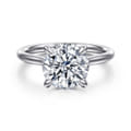 Badia - 14K White Gold Round Solitaire Diamond Engagement Ring