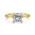 Badia - 14K Yellow Gold Princess Cut Solitaire Diamond Engagement Ring