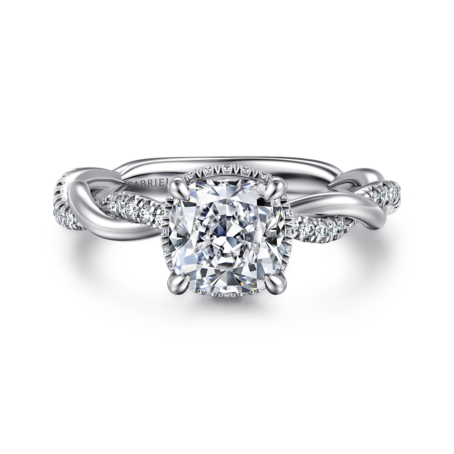Twisted Halo Diamond Engagement Ring