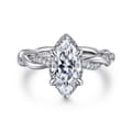 Ama - 14K White Gold Marquise Shape Halo Diamond Engagement Ring