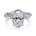 Ama - 14K White Gold Oval Halo Diamond Engagement Ring