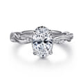 Ama - 14K White Gold Oval Halo Diamond Engagement Ring