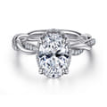 Ama - 14K White Gold Oval Halo Diamond Engagement Ring