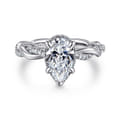 Ama - 14K White Gold Pear Shape Halo Diamond Engagement Ring