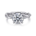 Ama - 14K White Gold Twisted Round Halo Diamond Engagement Ring