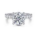 Florah - 14K White Gold Round Hidden Halo Diamond Engagement Ring