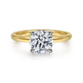 Grasey - 14K White  Yellow Gold Round Solitaire Engagement Ring