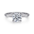 Grasey - 14K White Gold Round Solitaire Diamond Engagement Ring