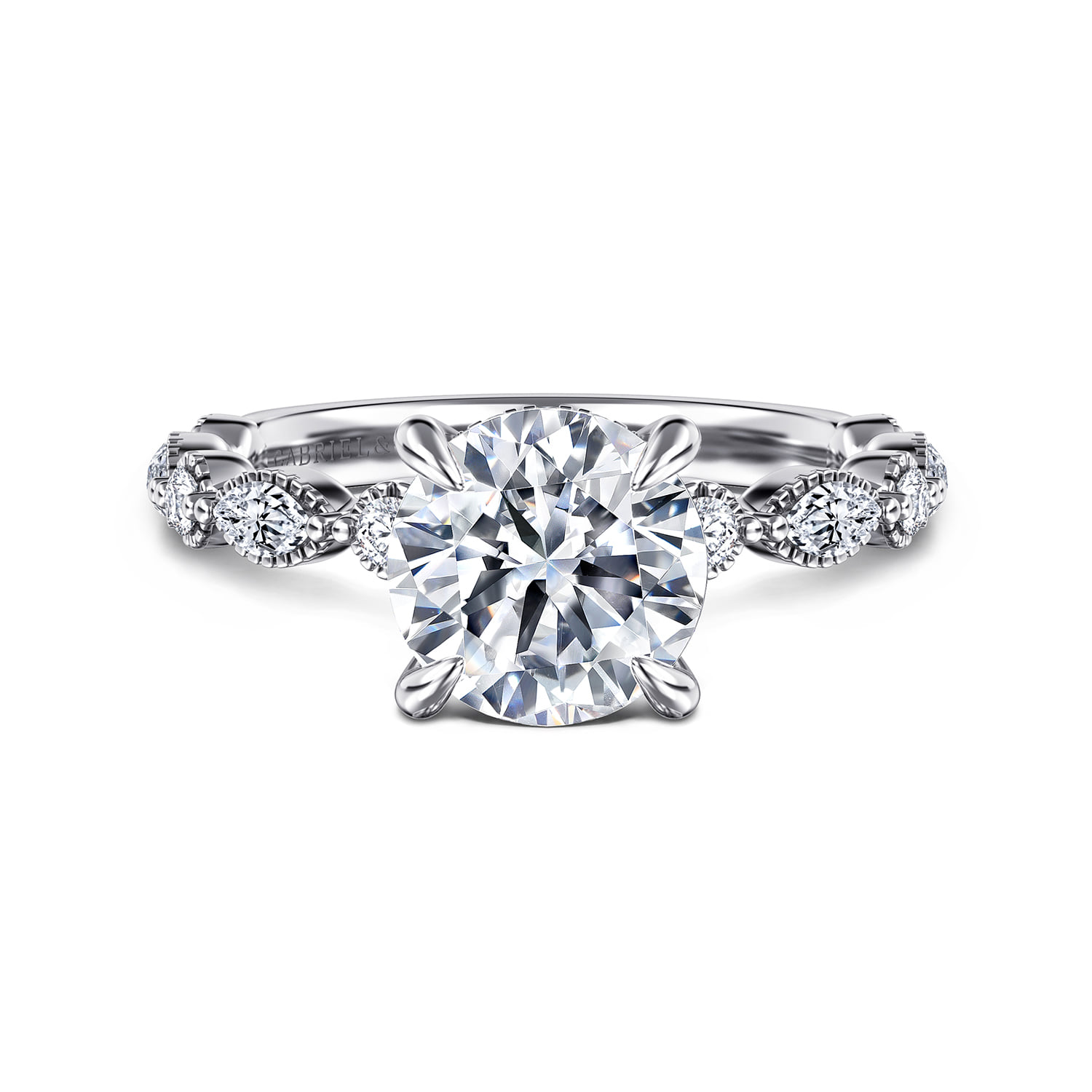 Round Diamond Engagement Ring in 14K White Gold