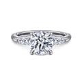 Dela - 14K White Gold Round Three Stone Diamond Engagement Ring