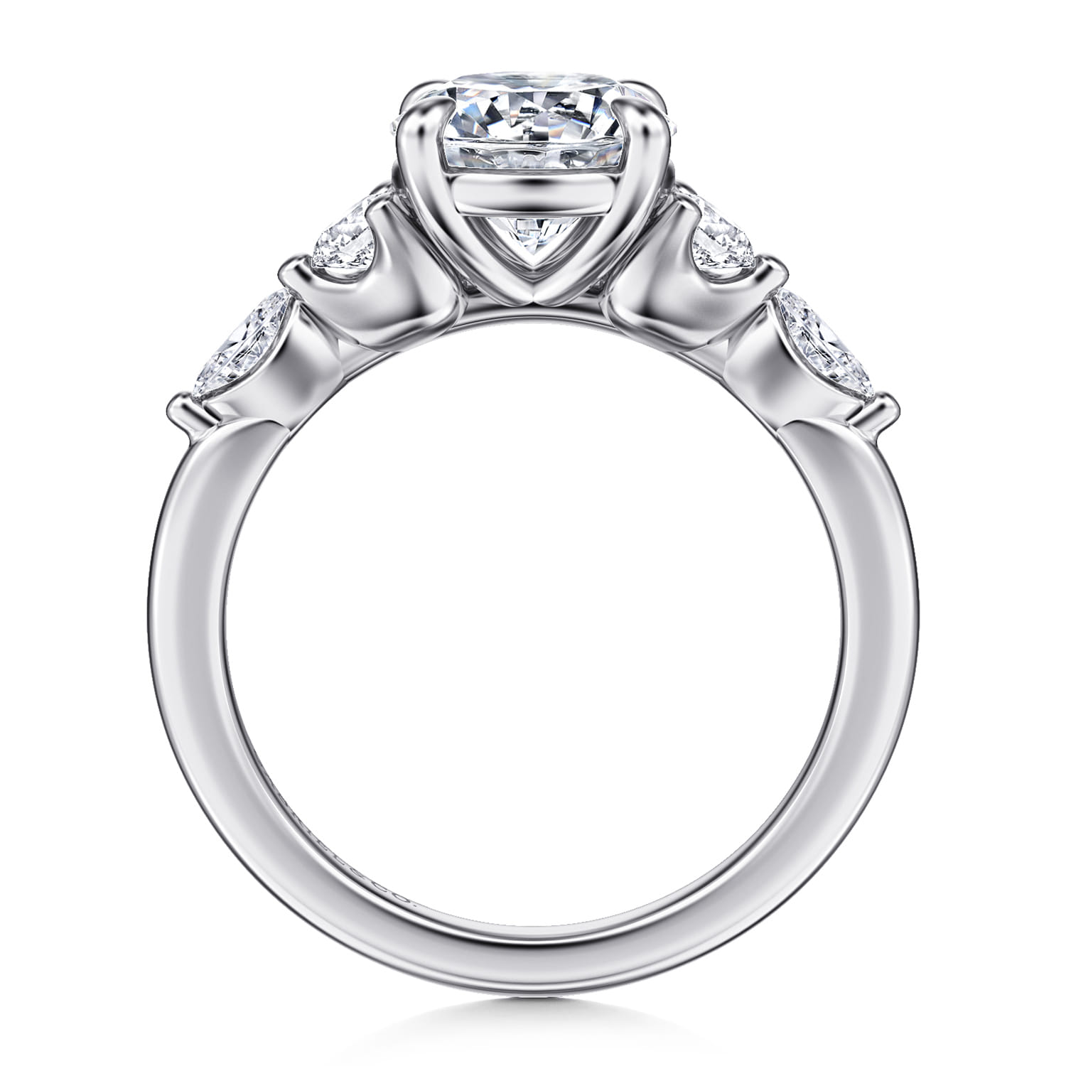 Round Five Stone Diamond Engagement Ring in 14K White Gold, photograph 2