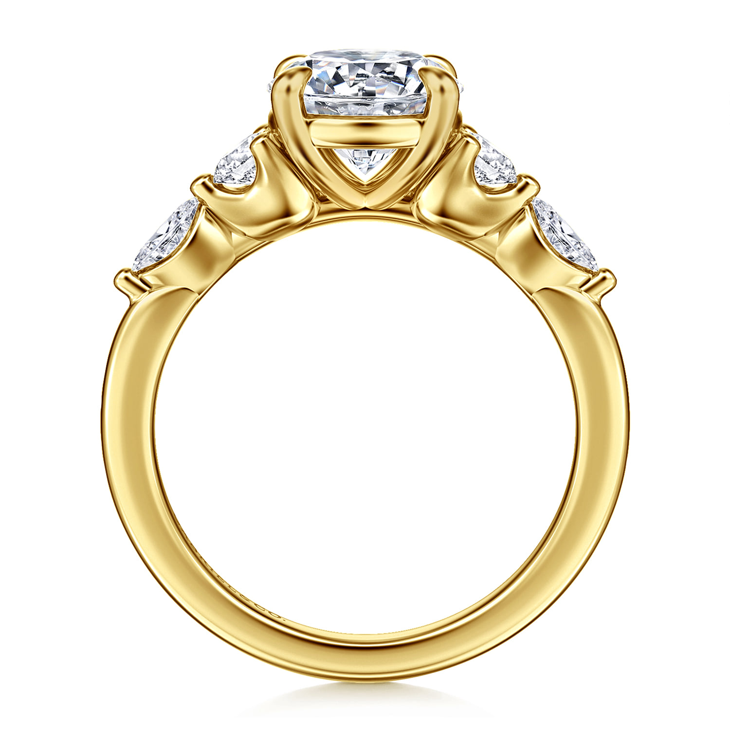 Round Five Stone Diamond Engagement Ring in 14K Yellow Gold, photograph 2
