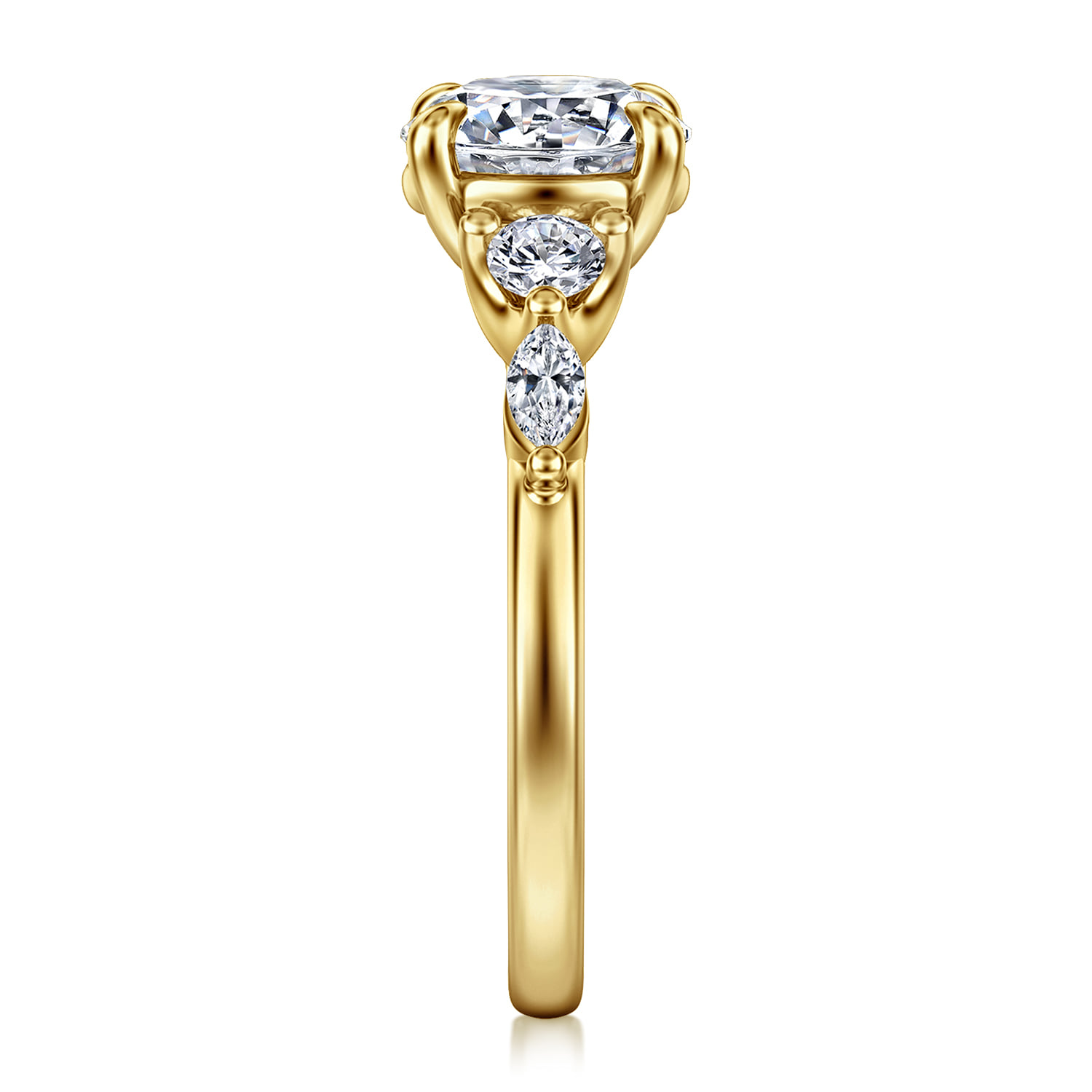 Round Five Stone Diamond Engagement Ring in 14K Yellow Gold, photograph 5