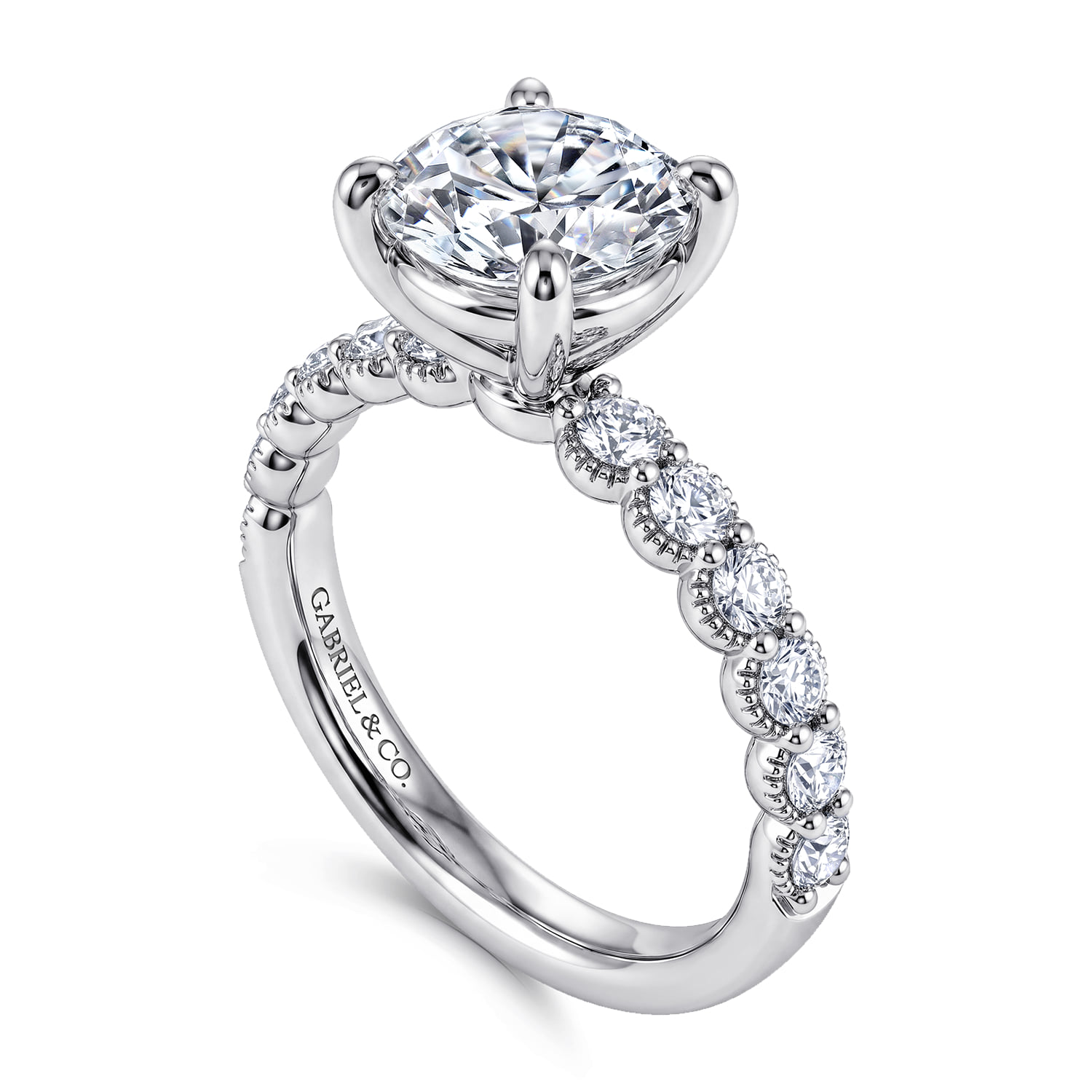 Round Diamond Engagement Ring in 14K White Gold, photograph 3