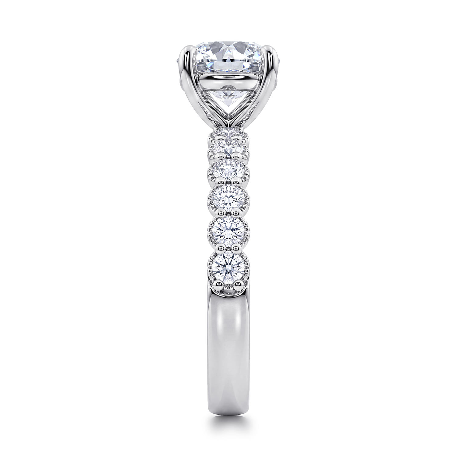 Round Diamond Engagement Ring in 14K White Gold, photograph 4