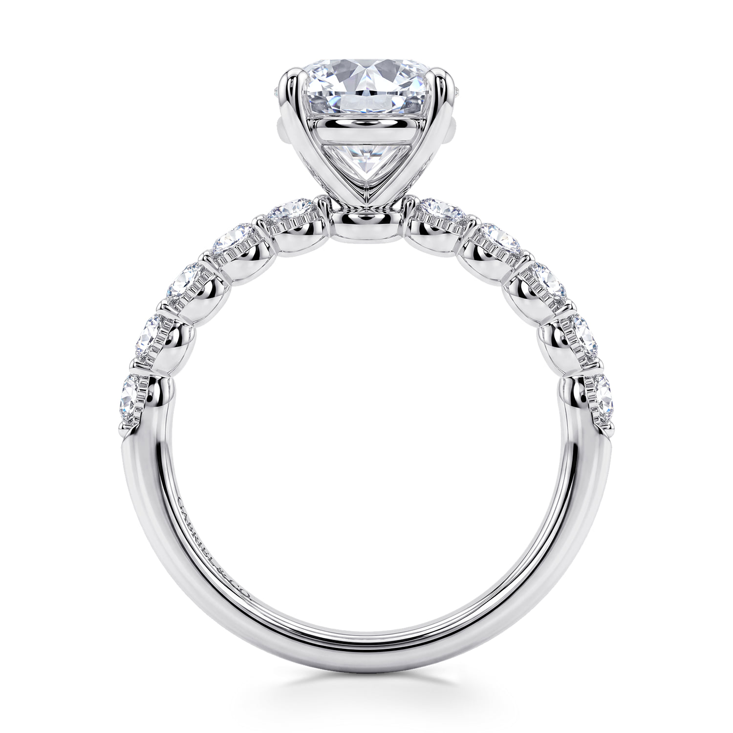 Round Diamond Engagement Ring in 14K White Gold, photograph 2