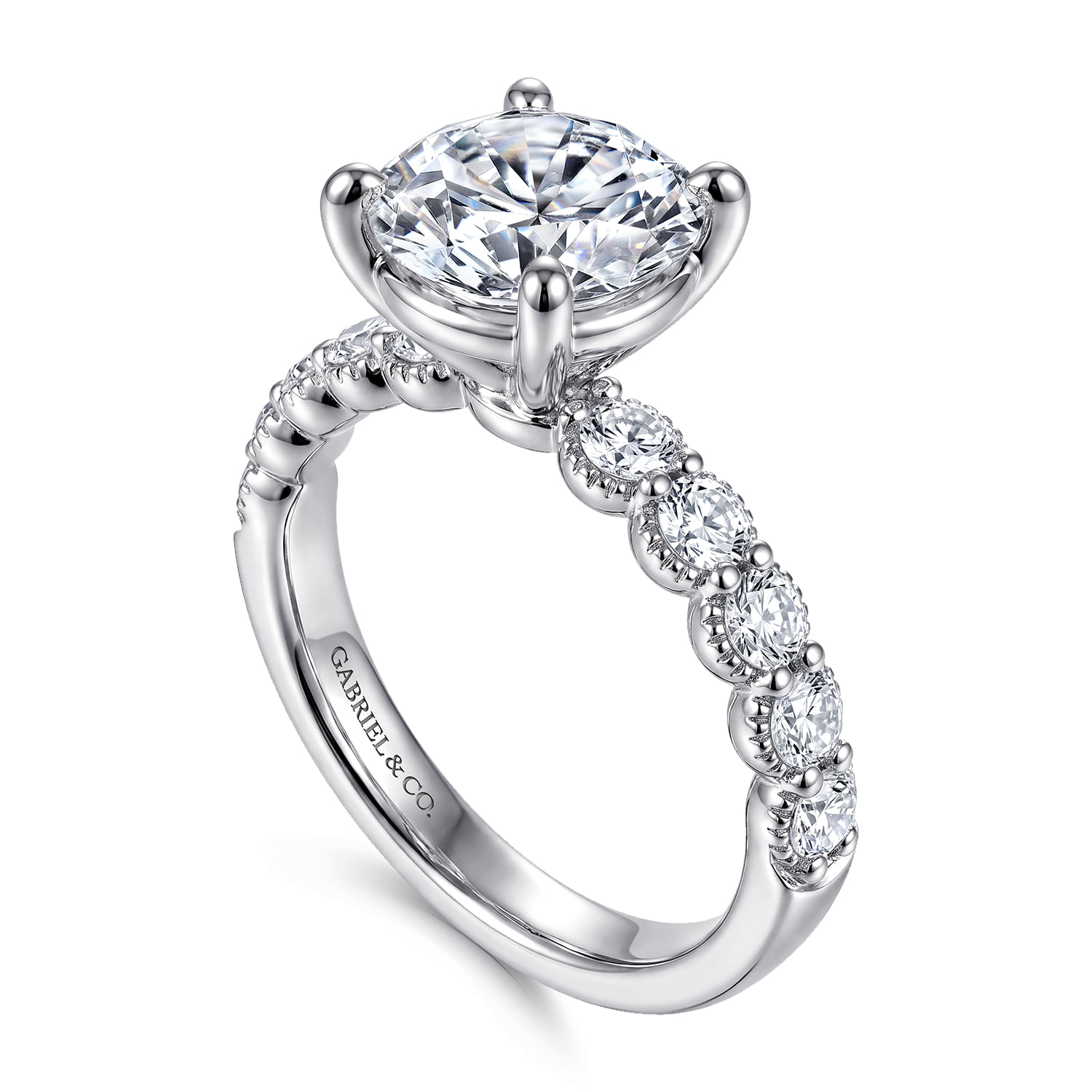 Round Diamond Engagement Ring in 14K White Gold, photograph 3