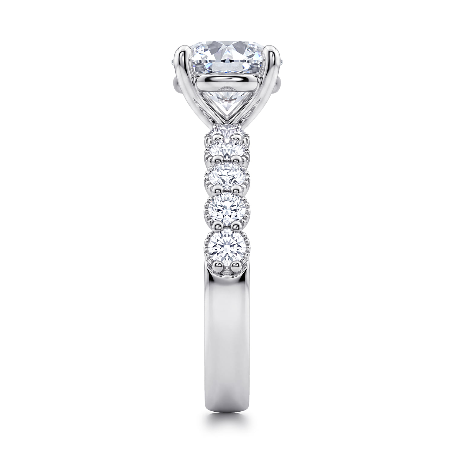Round Diamond Engagement Ring in 14K White Gold, photograph 4