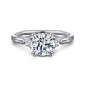 Abbi - 14K White Gold Round Three Stone Diamond Engagement Ring