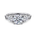 Abbi - 14K White Gold Round Three Stone Diamond Engagement Ring