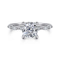 Adeena - 14K White Gold Cushion Hidden Halo Diamond Engagement Ring