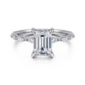 Adeena - 14K White Gold Emerald Cut Hidden Halo Diamond Engagement Ring