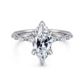 Adeena - 14K White Gold Marquise Shape Hidden Halo Diamond Engagement Ring