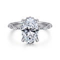 Adeena - 14K White Gold Oval Hidden Halo Diamond Engagement Ring