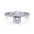 Adeena - 14K White Gold Oval Hidden Halo Diamond Engagement Ring