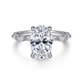 Adeena - 14K White Gold Oval Hidden Halo Diamond Engagement Ring