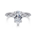 Adeena - 14K White Gold Pear Shape Hidden Halo Diamond Engagement Ring