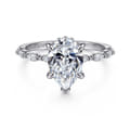 Adeena - 14K White Gold Pear Shape Hidden Halo Diamond Engagement Ring