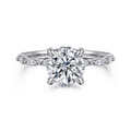 Adeena - 14K White Gold Round Hidden Halo Diamond Engagement Ring