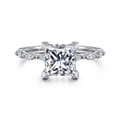 Adeena - 14K White Gold Princess Hidden Halo Diamond Engagement Ring