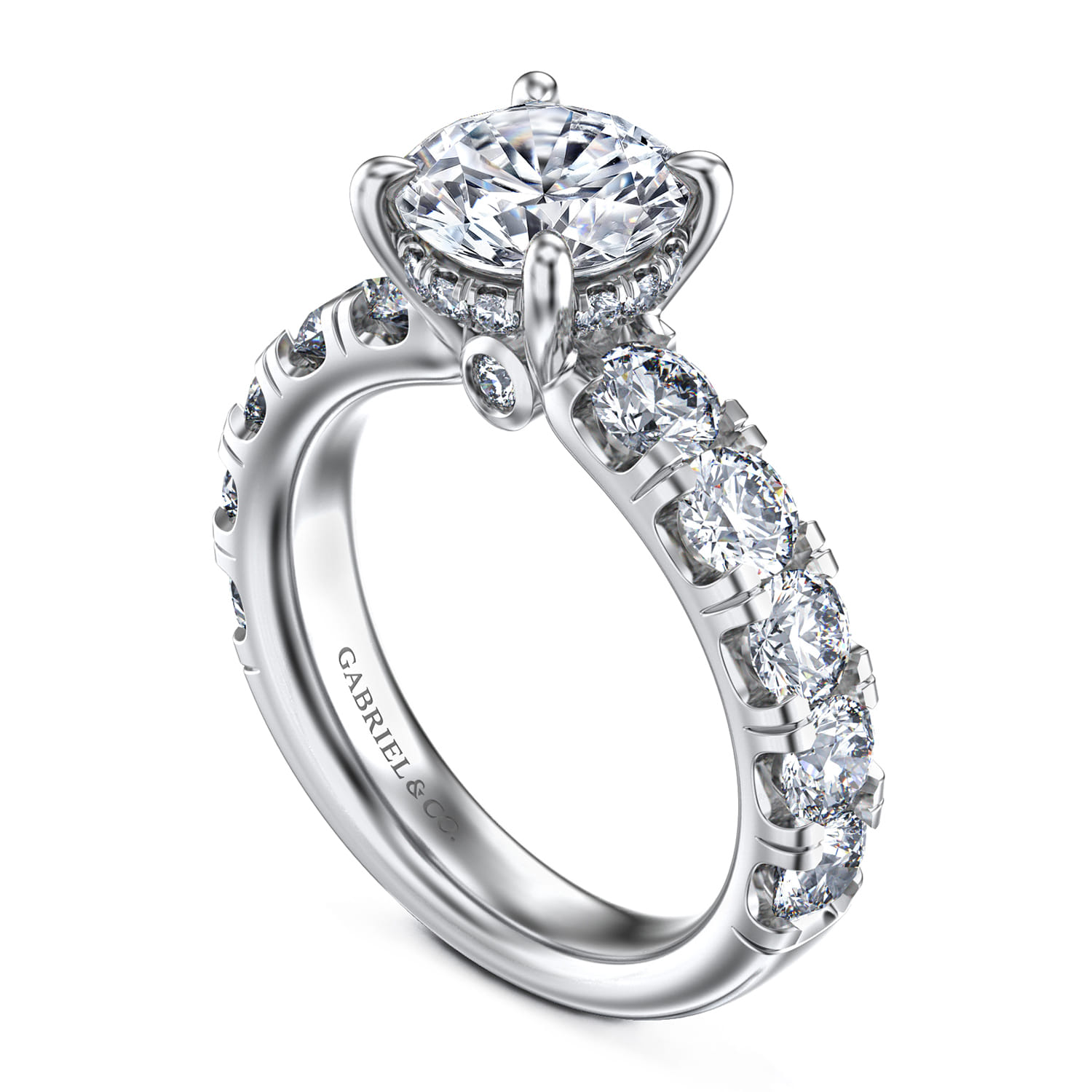 Round Diamond Engagement Ring in 14K White Gold, photograph 3