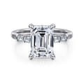 Eva - 14K White Gold Emerald Cut Diamond Engagement Ring