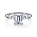 Eva - 14K White Gold Emerald Cut Diamond Engagement Ring