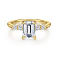 Eva - 14K Yellow Gold Emerald Cut Diamond Engagement Ring