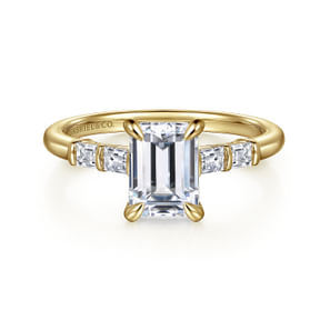 Eva - 14K Yellow Gold Emerald Cut Diamond Engagement Ring