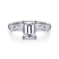 Flores - 14K White Gold Emerald Cut Five Stone Diamond Engagement Ring