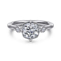Charli - 14K White Gold Bezel Prong Cushion Cut Three Stone Diamond Engagement Ring