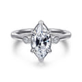 Charli - 14K White Gold Bezel Prong Marquise Shape Three Stone Diamond Engagement Ring
